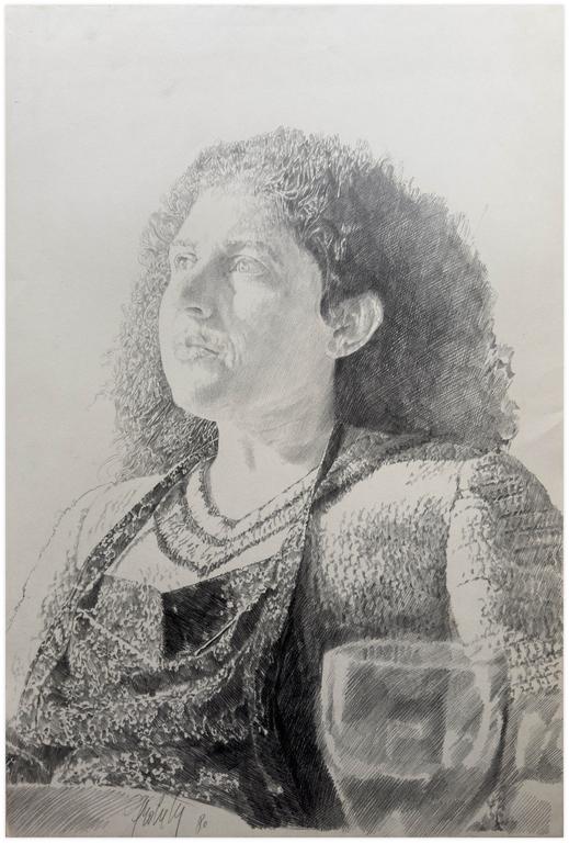 Catalogue raisonné, Claude Grobéty, Robe blanche tablier noir, verre devant - 1980