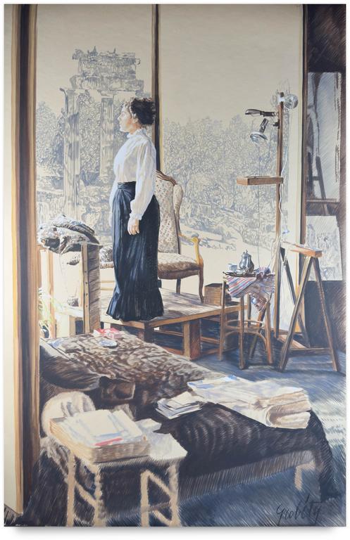 Catalogue raisonné, Claude Grobéty, Robe victorienne estrade devant Tholos - 1978