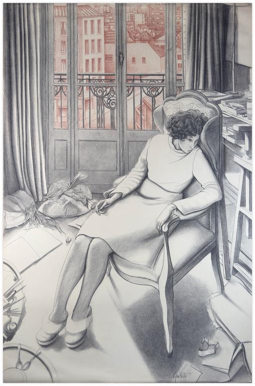Catalogue raisonné, Claude Grobéty, Assis Voltaire avec cigarette - 1972
