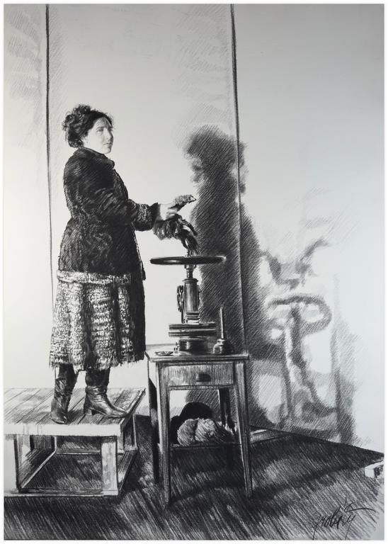 Catalogue raisonné, Claude Grobéty, Robe chat debout, près de la presse - circa 1983
