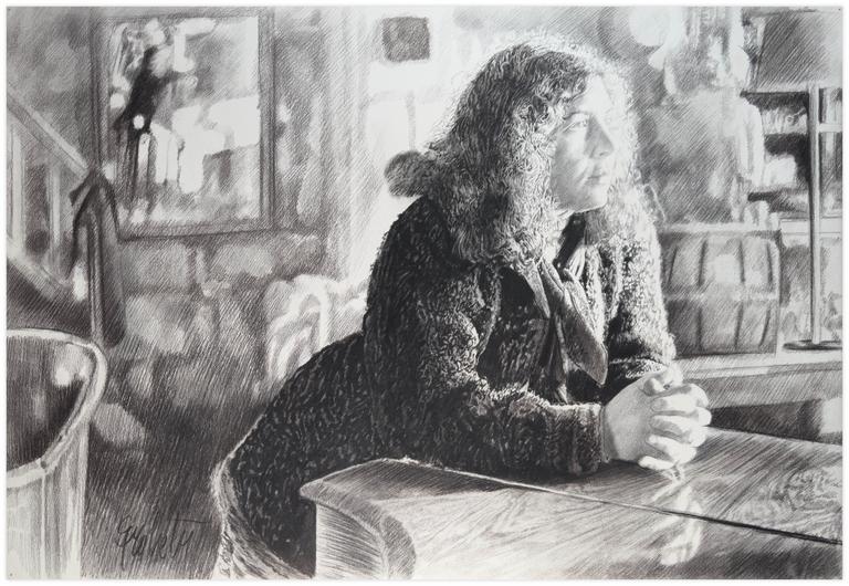Catalogue raisonné, Claude Grobéty, accoudée mains jointes sur le piano - circa 1982