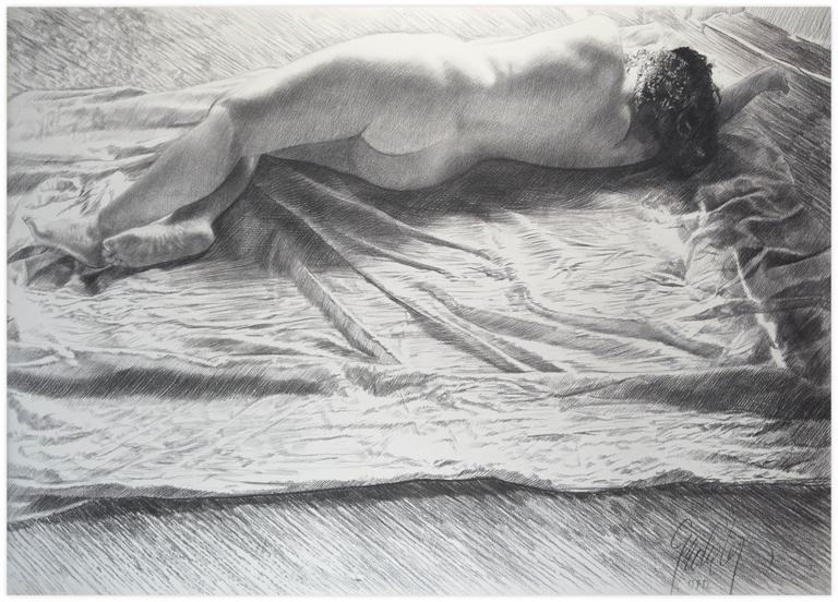 Catalogue raisonné, Claude Grobéty, Nu sur drap - 1982