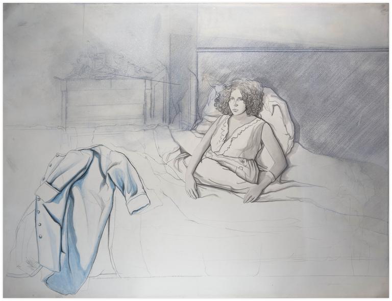Catalogue raisonné, Claude Grobéty, Assis dans le lit - circa 1974