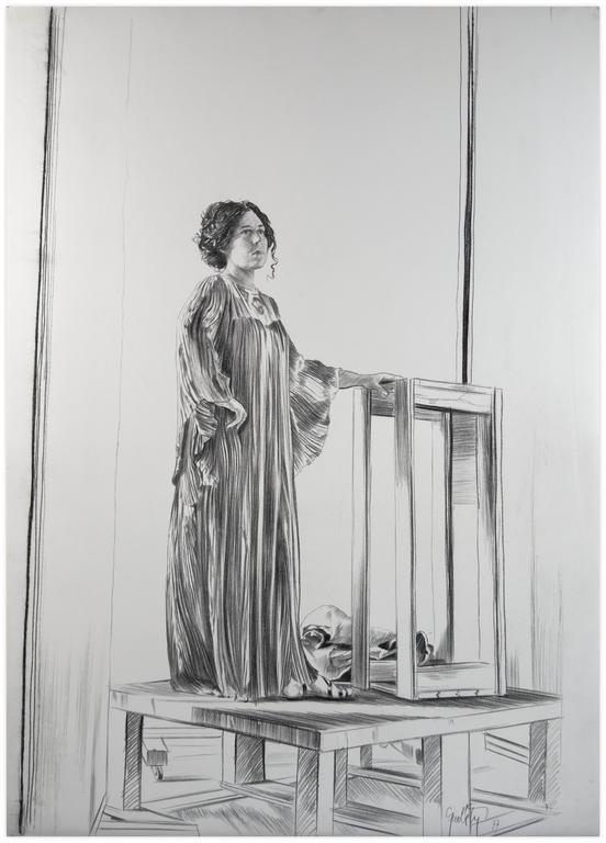 Catalogue raisonné, Claude Grobéty, Robe violette debout estrade - 1977