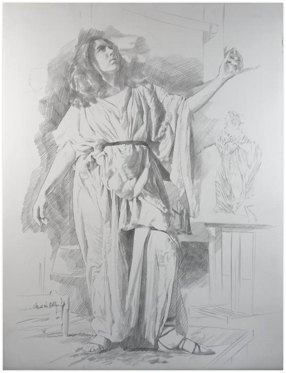 Catalogue raisonné, Claude Grobéty, Debout tunique ionienne - circa 1977