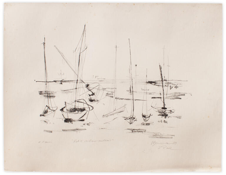 Catalogue raisonné, Henri Baviera, PETITS VOILIERS ENDORMIS — 1959