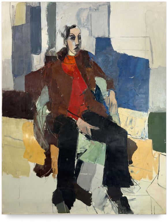 Catalogue raisonné, Michel Mousseau, Femme assise, fauteuil vert, circa 1965