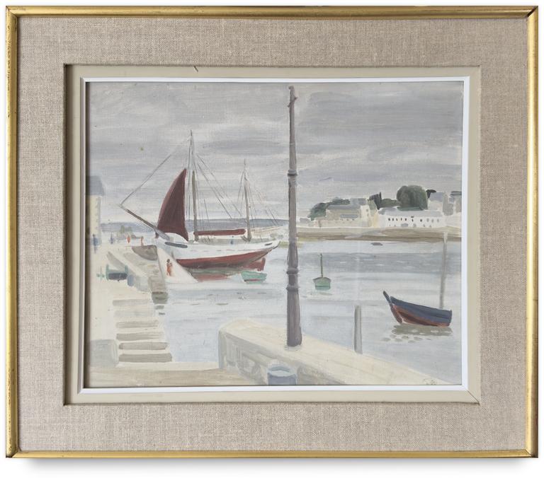 Catalogue raisonné, oeuvre de l'artiste Hans Seiler - Bateau de pêche à la voile rouge, 1938