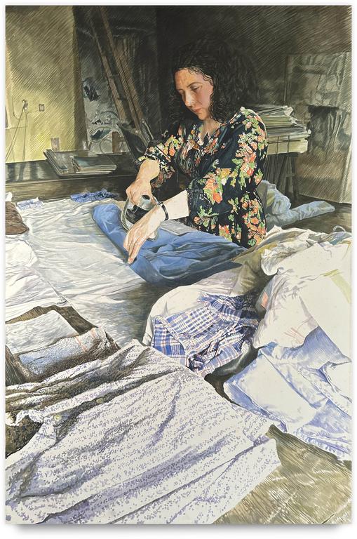 Catalogue raisonné, Claude Grobéty, Repasseuse, chemise bleue - circa 1983