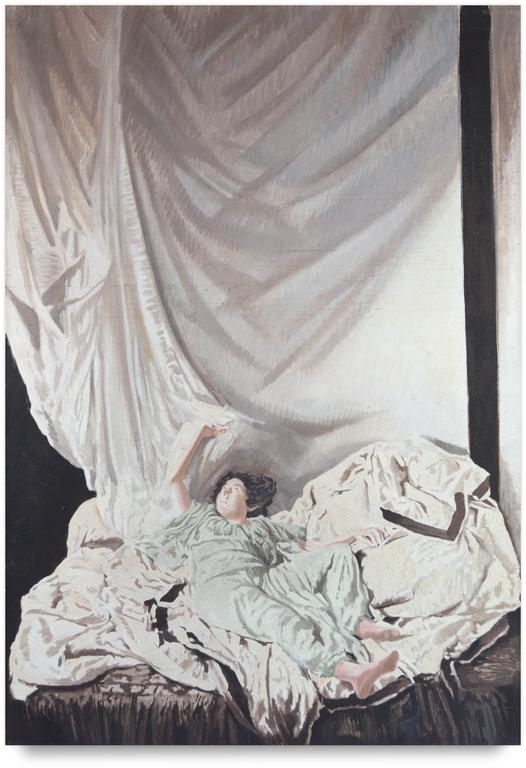 Catalogue raisonné, Claude Grobéty, Robe verte, couché draperies, deux bras étendus - 1978