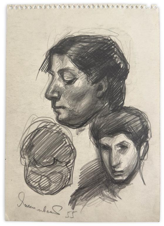 Catalogue raisonné, Vladimir Yankilevsky, Self-portrait with Mum and Dad, 1955