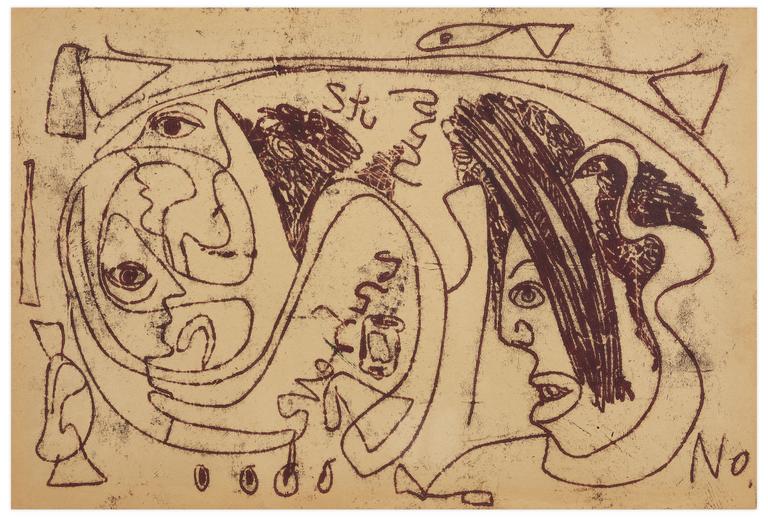 Catalogue raisonné, Norris Embry, Sans titre (Trois figures de profil), vers 1960-62