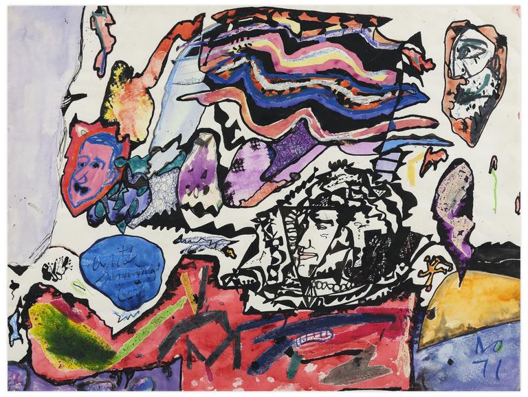 Catalogue raisonné, Norris Embry, Sans titre (Trois visages et vagues), 1971