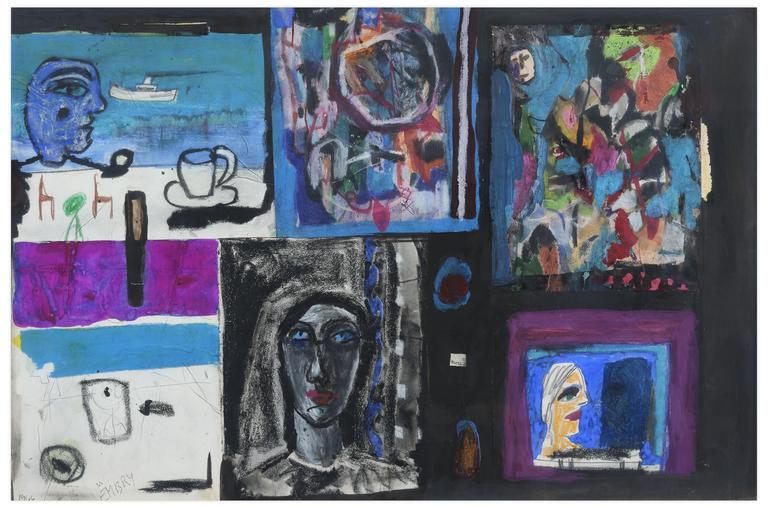 Catalogue raisonné, Norris Embry, Sans titre (Composition mozaique: figure, paquebot, tasse), 1966