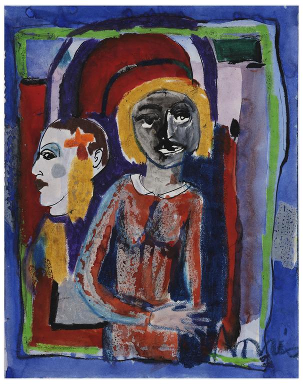 Catalogue raisonné, Norris Embry, Sans titre (Femme en robe de face et homme de profil), vers 1965-66