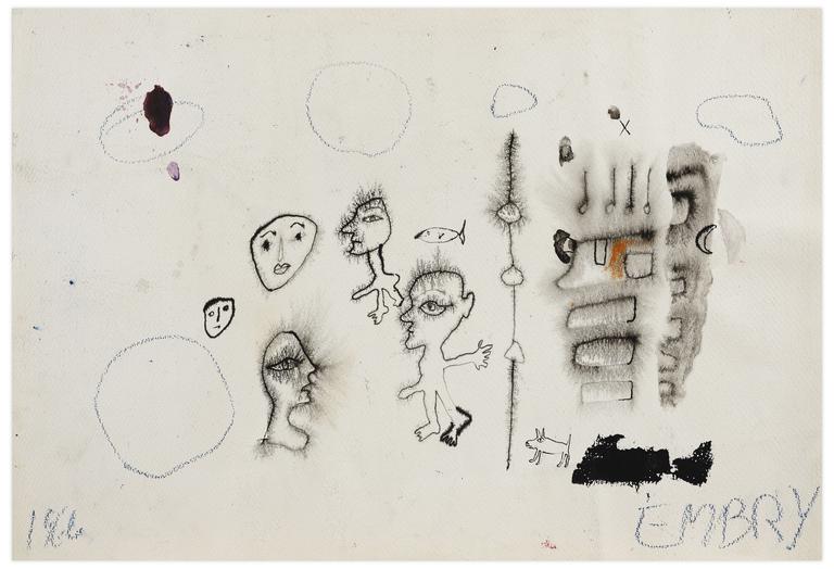 Catalogue raisonné, Norris Embry, Sans titre (Chien et cinq figures), 1966