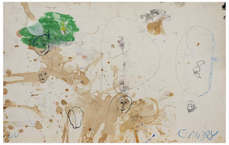 Catalogue raisonné, Norris Embry, Sans titre (Trois masques et tâches), 1966
