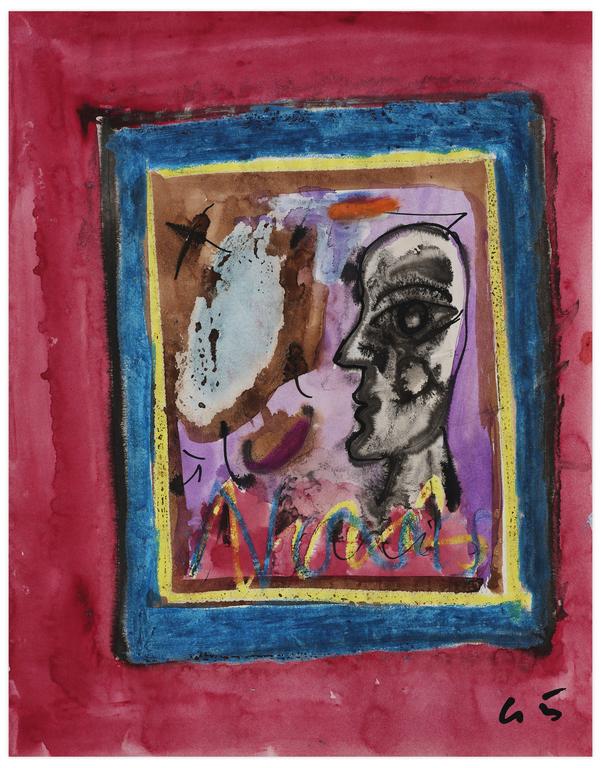 Catalogue raisonné, Norris Embry, Sans titre (Figure de profil, bords rouge), 1965