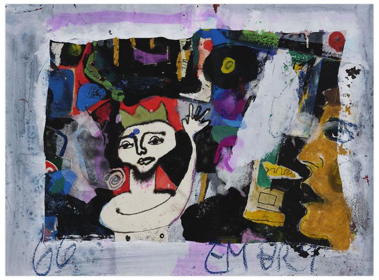 Catalogue raisonné, Norris Embry, The Muse Called Home (Figure bras levé et tête de femme de profil), 1966