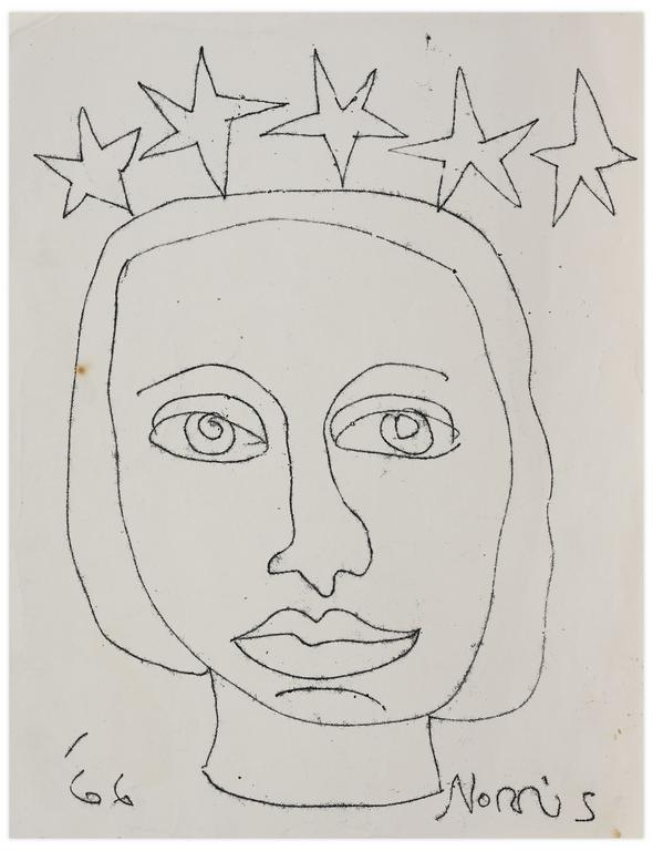 Catalogue raisonné, Norris Embry, Sans titre (Visage en buste, couronne d'étoiles), 1966