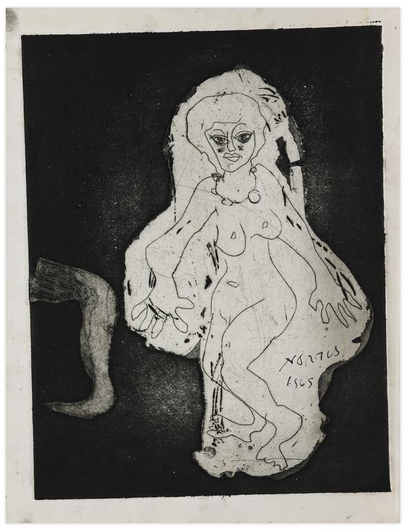 Catalogue raisonné, Norris Embry, Sans titre (Femme dansante, version au fond noir), probablement deuxième état, 1965