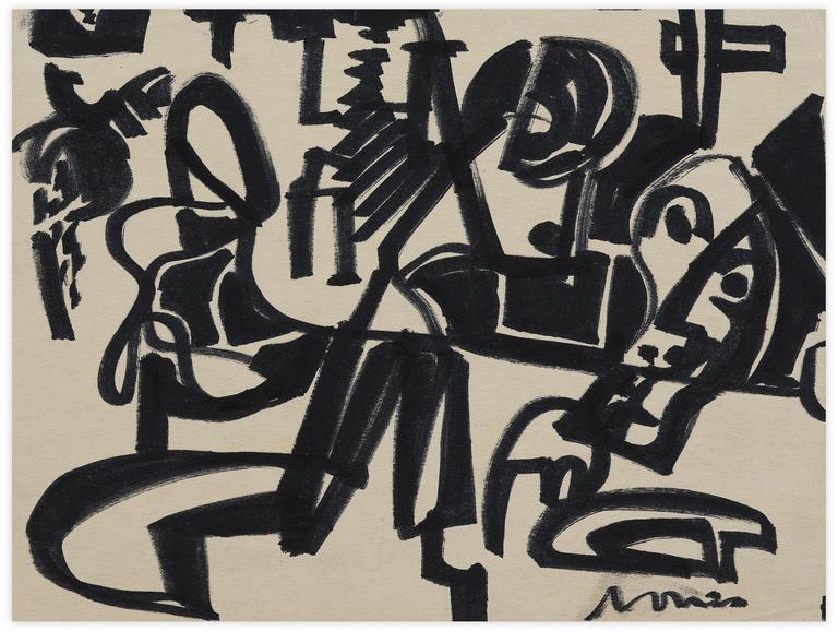 Catalogue raisonné, Norris Embry, Sans titre (Masque, composition noire), vers 1960