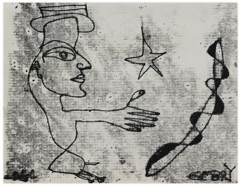Catalogue raisonné, Norris Embry, Sans titre (Figure de profil, étoile), 1966