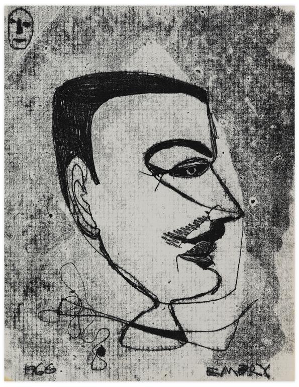 Catalogue raisonné, Norris Embry, Sans titre (Homme à la moustache de profil), 1966