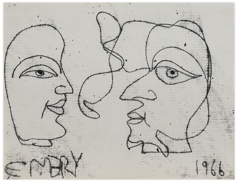 Catalogue raisonné, Norris Embry, Sans titre (Deux visages de profil), 1966