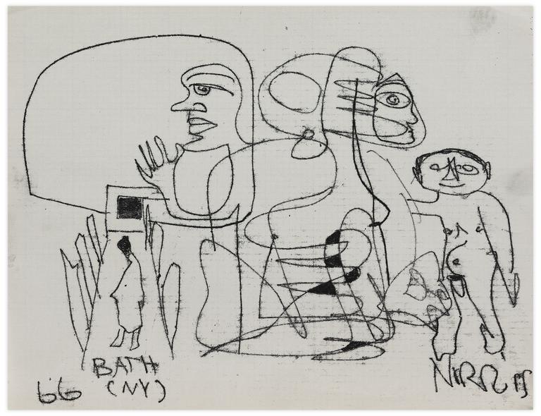 Catalogue raisonné, Norris Embry, Bath, NY (Figures et visages de profil), 1966