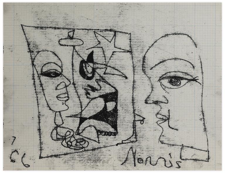 Catalogue raisonné, Norris Embry, Sans titre (deux visages de profil), 1966