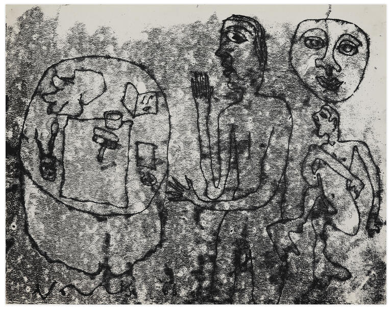 Catalogue raisonné, Norris Embry, Sans titre (Deux hommes nus, masque, table), 1966