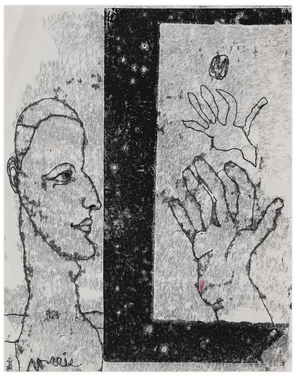 Catalogue raisonné, Norris Embry, Sans titre (Homme en buste de profil, mains), 1966