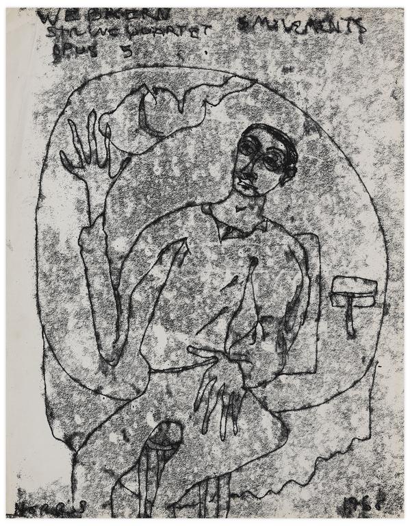 Catalogue raisonné, Norris Embry, Webern String Quartet (Homme assis sur un tabouret), 1966