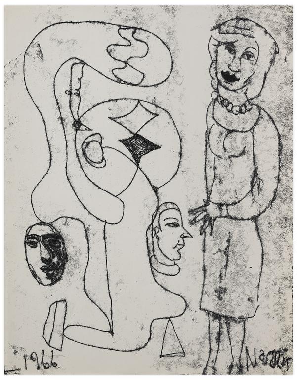 Catalogue raisonné, Norris Embry, Sans titre (Femme débout en jupe et collier), 1966