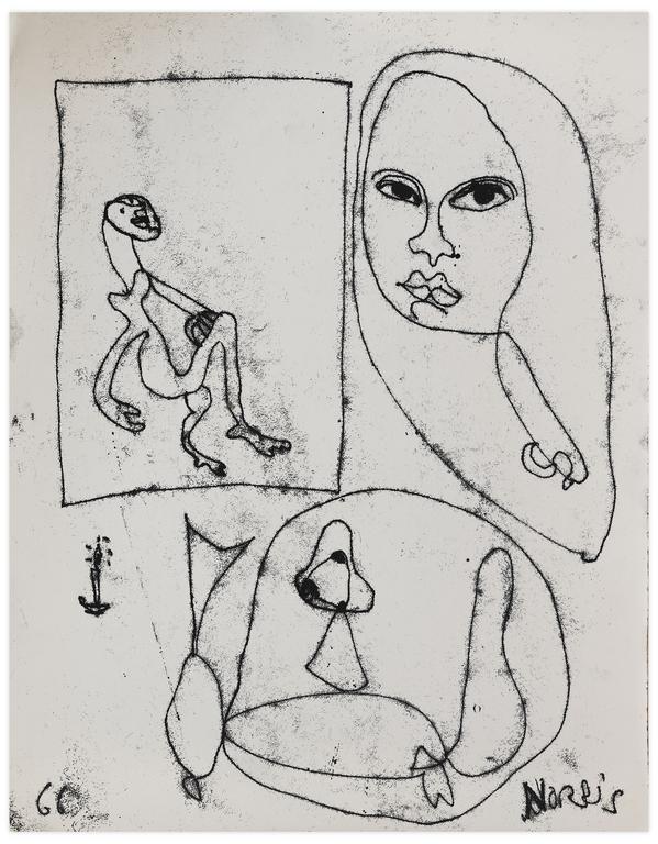 Catalogue raisonné, Norris Embry, Sans titre (Figure assise et visage), 1966
