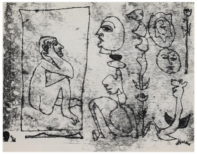 Catalogue raisonné, Norris Embry, Sans titre (Homme assis, main sur l'oreille), 1966