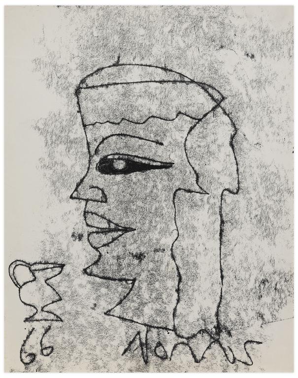 Catalogue raisonné, Norris Embry, Sans titre (Tête de femme de profil et pichet), 1966