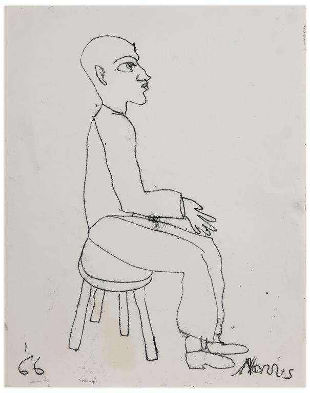 Catalogue raisonné, Norris Embry, Sans titre (Homme assis sur un tabouret), 1966