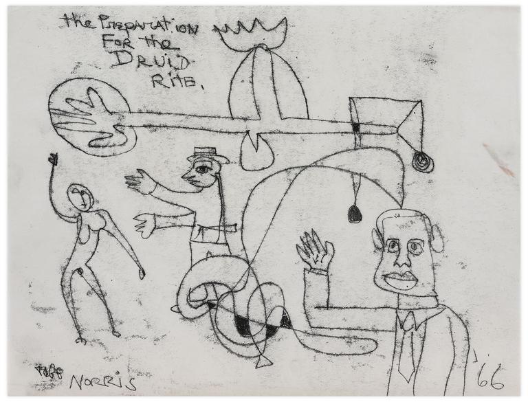 Catalogue raisonné, Norris Embry, The Preparation for the Druid Rite (Trois figures bras levés), 1966