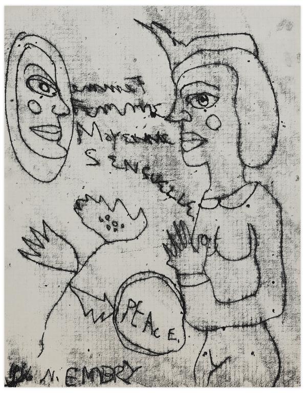 Catalogue raisonné, Norris Embry, Femme femme moyenne sensuelle (Femme debout et masque de profil), 1966