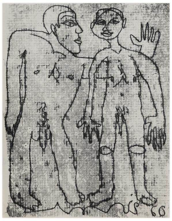 Catalogue raisonné, Norris Embry, Sans titre (Deux homme nus debout), 1960