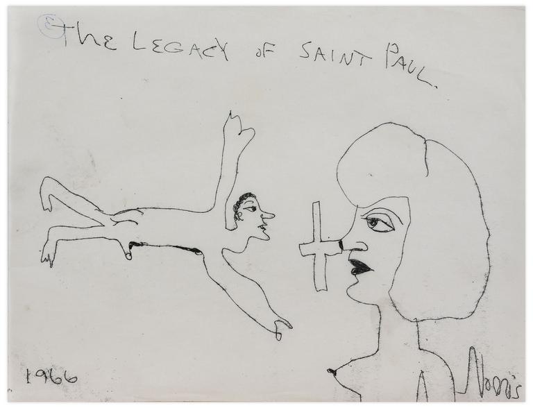 Catalogue raisonné, Norris Embry, The Legacy of Saint Paul (Homme flottant, croix et femme de profil), 1966