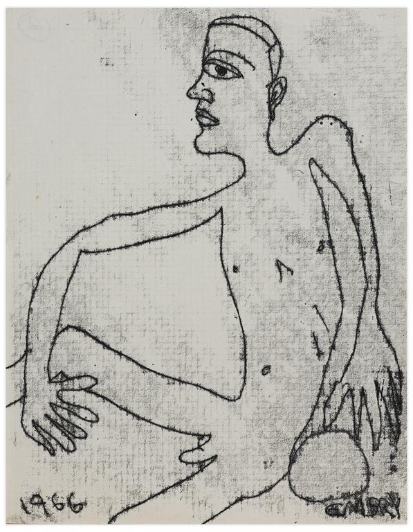 Catalogue raisonné, Norris Embry, Sans titre (Homme nu assis), 1966