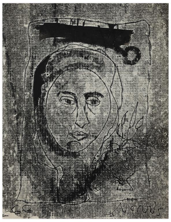 Catalogue raisonné, Norris Embry, Solitude (Visage et bouquet dans un vase), 1966