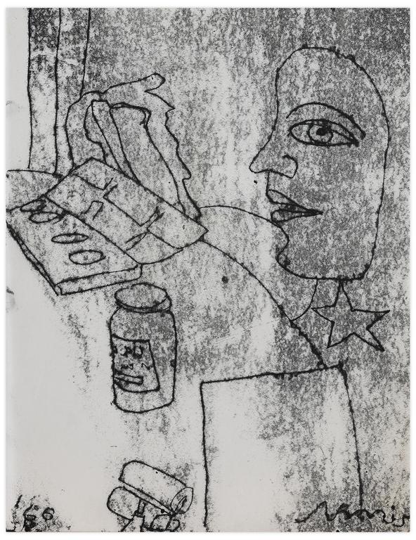Catalogue raisonné, Norris Embry, Sans titre (Visage de profil, palette et pilulier), 1966