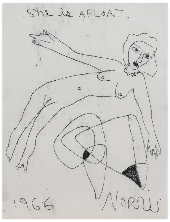 Catalogue raisonné, Norris Embry, She is Afloat (Femme nue), 1966