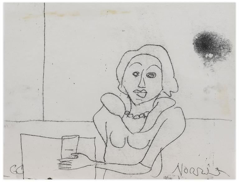 Catalogue raisonné, Norris Embry, Sans titre (Femme au collier tenant un verre), 1966