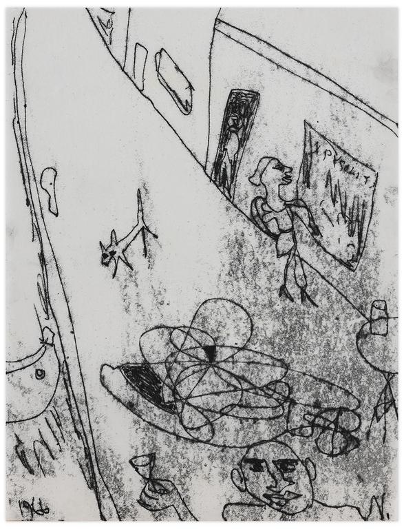 Catalogue raisonné, Norris Embry, Sans titre (Femme et chien dans une rue), 1966