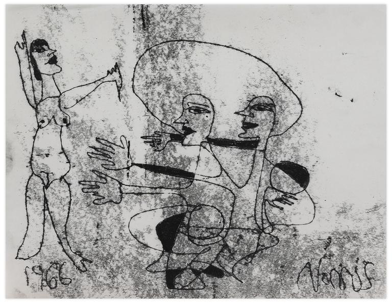 Catalogue raisonné, Norris Embry, Sans titre (Trois femmes, une debout et deux accroupies), 1966